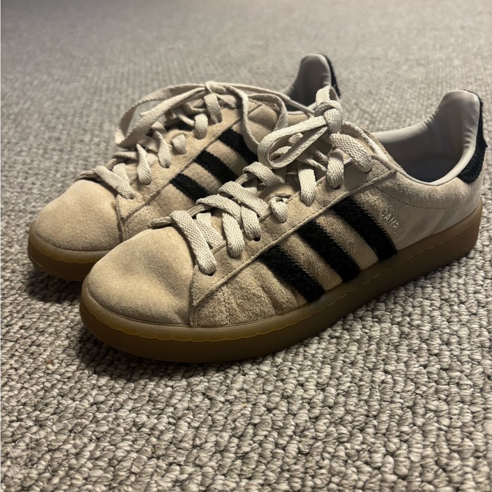 Adidas Cream and Black Casual Sneakers